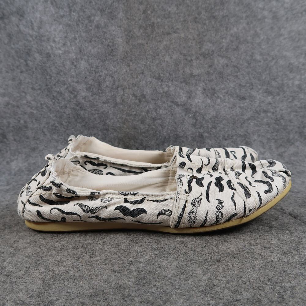 Mad Love Shoes Womens 7 Casual Slip On Flats Loafers Stretch Back Moustache Y2k